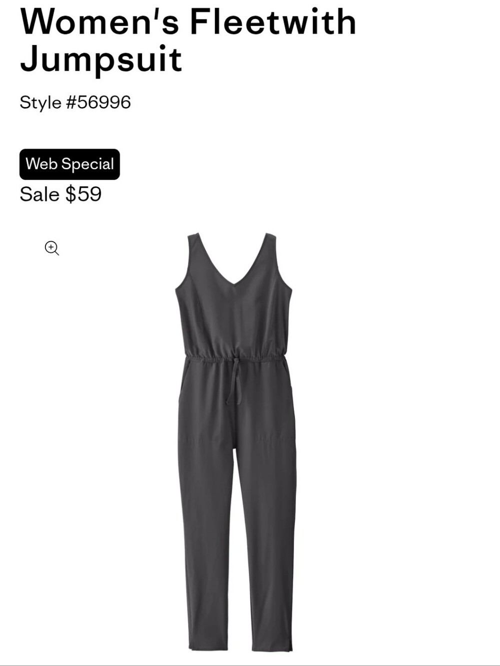 Patagonia Women's Fleetwith Jumpsuit Medium Grey